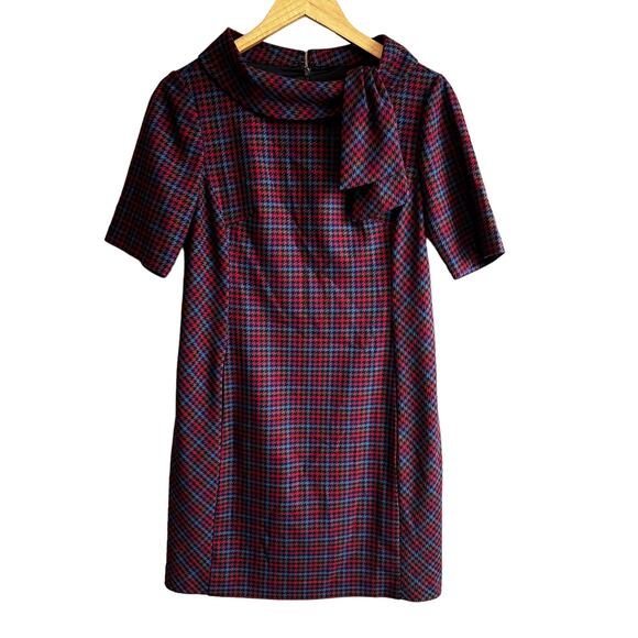 Trina Turk Printed Delilah Tie Collar Houndstooth Dress 2 - Picture 3 of 12